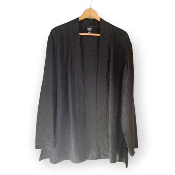 Eileen Fisher Jackets & Blazers - eileen fisher woman black silk linen blend open front kimono cover top blazer